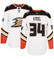 Youth Adidas Anaheim Ducks #34 Sam Steel Authentic White Away NHL Jersey