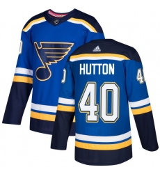 Youth Adidas St. Louis Blues #40 Carter Hutton Authentic Royal Blue Home NHL Jersey