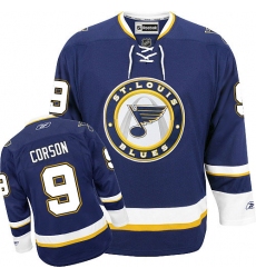 Youth Reebok St. Louis Blues #9 Shayne Corson Authentic Navy Blue Third NHL Jersey