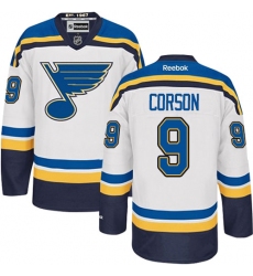 Youth Reebok St. Louis Blues #9 Shayne Corson Authentic White Away NHL Jersey