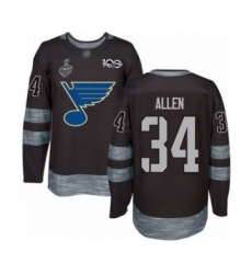 Men's St. Louis Blues #34 Jake Allen Authentic Black 1917-2017 100th Anniversary 2019 Stanley Cup Final Bound Hockey Jersey