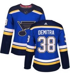 Women's Adidas St. Louis Blues #38 Pavol Demitra Premier Royal Blue Home NHL Jersey