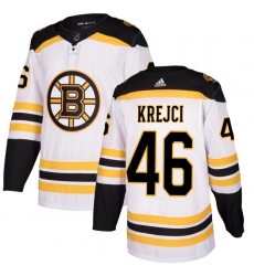 Women's Adidas Boston Bruins #46 David Krejci Authentic White Away NHL Jersey