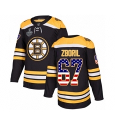 Men's Boston Bruins #67 Jakub Zboril Authentic Black USA Flag Fashion 2019 Stanley Cup Final Bound Hockey Jersey