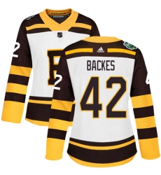 Women's Adidas Boston Bruins #42 David Backes Authentic White 2019 Winter Classic NHL Jersey
