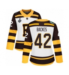 Women's Boston Bruins #42 David Backes Authentic White Winter Classic 2019 Stanley Cup Final Bound Hockey Jersey
