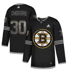 Men's Adidas Boston Bruins #30 Gerry Cheevers Black Authentic Classic Stitched NHL Jersey
