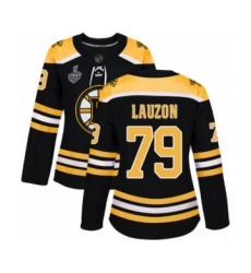 Women's Boston Bruins #79 Jeremy Lauzon Authentic Black Home 2019 Stanley Cup Final Bound Hockey Jersey