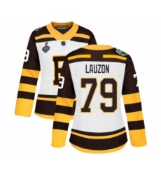 Women's Boston Bruins #79 Jeremy Lauzon Authentic White Winter Classic 2019 Stanley Cup Final Bound Hockey Jersey