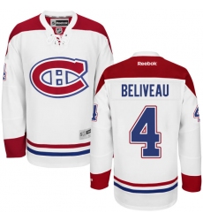 Women's Reebok Montreal Canadiens #4 Jean Beliveau Authentic White Away NHL Jersey