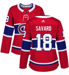 Women's Adidas Montreal Canadiens #18 Serge Savard Premier Red Home NHL Jersey