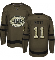 Youth Adidas Montreal Canadiens #11 Saku Koivu Premier Green Salute to Service NHL Jersey