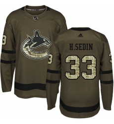 Youth Adidas Vancouver Canucks #33 Henrik Sedin Authentic Green Salute to Service NHL Jersey