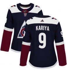 Women's Adidas Colorado Avalanche #9 Paul Kariya Authentic Navy Blue Alternate NHL Jersey