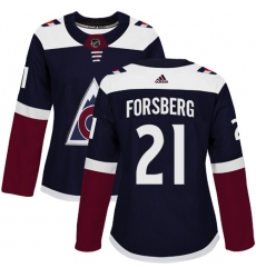 Women's Adidas Colorado Avalanche #21 Peter Forsberg Premier Navy Blue Alternate NHL Jersey