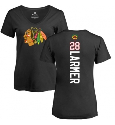 NHL Women's Adidas Chicago Blackhawks #28 Steve Larmer Black Backer T-Shirt