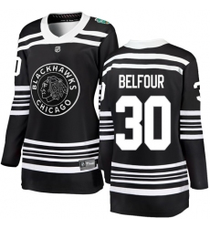 Women's Chicago Blackhawks #30 ED Belfour Black 2019 Winter Classic Fanatics Branded Breakaway NHL Jersey