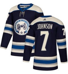 Youth Adidas Columbus Blue Jackets #7 Jack Johnson Authentic Navy Blue Alternate NHL Jersey