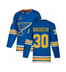 Youth St. Louis Blues #30 Martin Brodeur Authentic Navy Blue Alternate 2019 Stanley Cup Final Bound Hockey Jersey