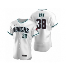 Men's Arizona Diamondbacks #38 Robbie Ray Nike White Teal Authentic 2020 Alternate Jersey
