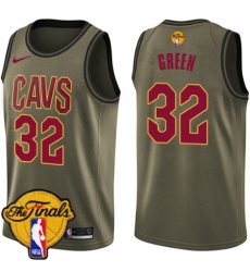 Men's Nike Cleveland Cavaliers #32 Jeff Green Swingman Green Salute to Service 2018 NBA Finals Bound NBA Jersey