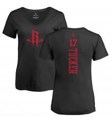 NBA Women's Nike Houston Rockets #17 PJ Tucker Black One Color Backer Slim-Fit V-Neck T-Shirt