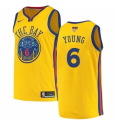 Men's Nike Golden State Warriors #6 Nick Young Authentic Gold 2018 NBA Finals Bound NBA Jersey - City Edition