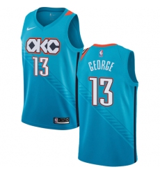 Men's Nike Oklahoma City Thunder #13 Paul George Swingman Turquoise NBA Jersey - City Edition
