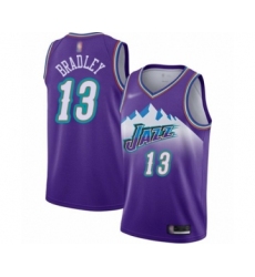 Men's Utah Jazz #13 Tony Bradley Authentic Purple Hardwood Classics Basketball Jersey