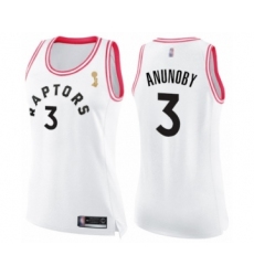 Women's Toronto Raptors #3 OG Anunoby Swingman White Pink Fashion 2019 Basketball Finals Champions Jersey