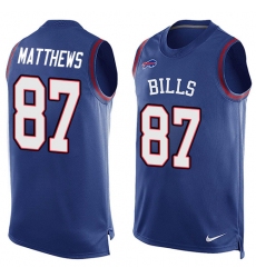 Men's Nike Buffalo Bills #87 Jordan Matthews Limited Royal Blue Player Name & Number Tank Top NFL Jersey