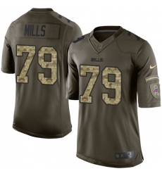 Men's Nike Buffalo Bills #79 Jordan Mills Elite Green Salute to Service NFL Jersey