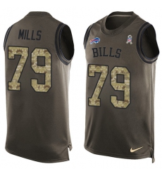 Men's Nike Buffalo Bills #79 Jordan Mills Limited Green Salute to Service Tank Top NFL Jersey