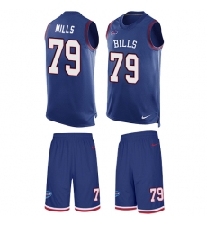 Men's Nike Buffalo Bills #79 Jordan Mills Limited Royal Blue Tank Top Suit NFL Jersey