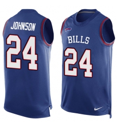 Men's Nike Buffalo Bills #24 Leonard Johnson Limited Royal Blue Player Name & Number Tank Top NFL Jersey
