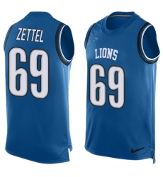Men's Nike Detroit Lions #69 Anthony Zettel Limited Blue Player Name & Number Tank Top NFL Jersey