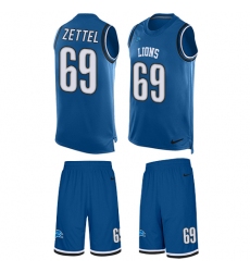 Men's Nike Detroit Lions #69 Anthony Zettel Limited Blue Tank Top Suit NFL Jersey