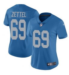 Women's Nike Detroit Lions #69 Anthony Zettel Blue Alternate Vapor Untouchable Elite Player NFL Jersey