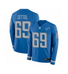 Youth Nike Detroit Lions #69 Anthony Zettel Limited Blue Therma Long Sleeve NFL Jersey