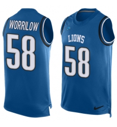 Men's Nike Detroit Lions #58 Paul Worrilow Limited Blue Player Name & Number Tank Top NFL Jersey