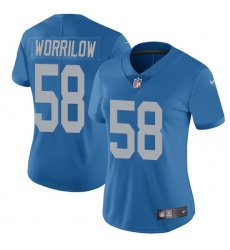 Women's Nike Detroit Lions #58 Paul Worrilow Blue Alternate Vapor Untouchable Elite Player NFL Jersey