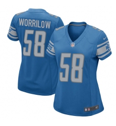Women's Nike Detroit Lions #58 Paul Worrilow Game Blue Team Color NFL Jersey