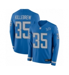 Men's Nike Detroit Lions #35 Miles Killebrew Limited Blue Therma Long Sleeve NFL Jersey