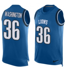 Men's Nike Detroit Lions #36 Dwayne Washington Limited Blue Player Name & Number Tank Top NFL Jersey