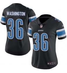 Women's Nike Detroit Lions #36 Dwayne Washington Limited Black Rush Vapor Untouchable NFL Jersey