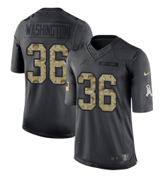 Youth Nike Detroit Lions #36 Dwayne Washington Limited Black 2016 Salute to Service NFL Jersey