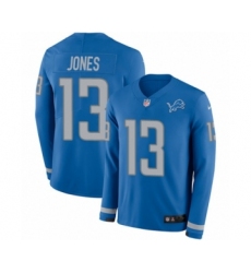 Men's Nike Detroit Lions #13 T.J. Jones Limited Blue Therma Long Sleeve NFL Jersey