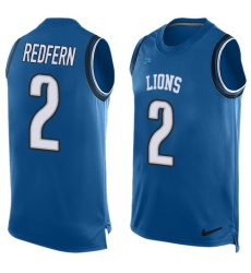 Men's Nike Detroit Lions #2 Kasey Redfern Limited Blue Player Name & Number Tank Top NFL Jersey