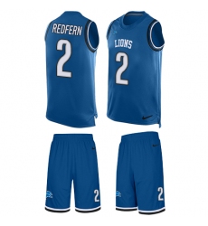 Men's Nike Detroit Lions #2 Kasey Redfern Limited Blue Tank Top Suit NFL Jersey