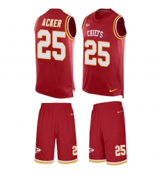 Men's Nike Kansas City Chiefs #25 Kenneth Acker Limited Red Tank Top Suit NFL Jersey